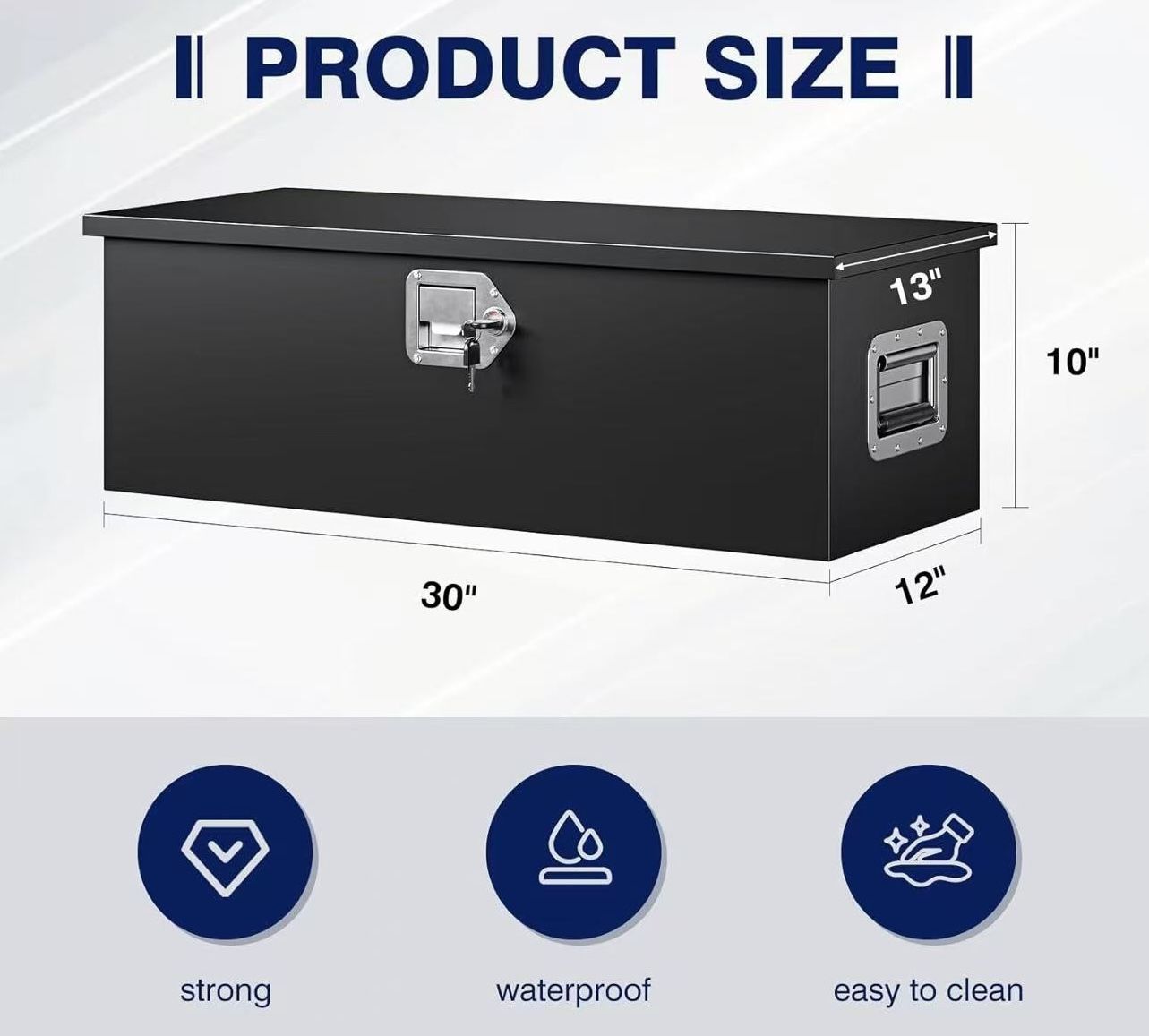 ✌️ 30 Inch Steel Heavy Duty Truck Bed Tool Box with Key , Trailer Tongue Tool Box with Lock and Keys, Tool Box for Storage, Utility Trailer Tool Box