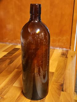 Vintage 1890s Duffy Malt Whiskey Bottle Brown Amber Hand Blown