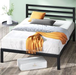 Excellent condition Zinus 38" Metal Platform Bed Frame with  Headboard, Queen. No box spring needed