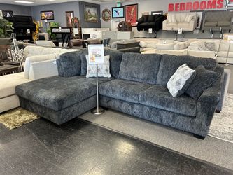 Dark Blue Sectional Sofa with Chaise
