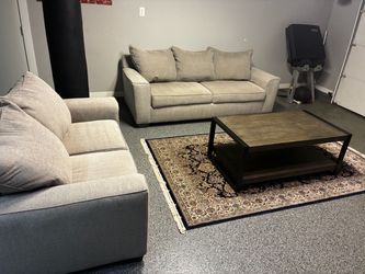 Beige Fabric Sofa and Loveseat Set