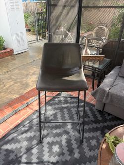 Dark Brown Faux Leather Bar Stool