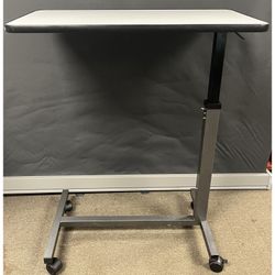 Non Tilt Overbed Table on wheels, adjustable height. ProHeal PMOVBT-GRY-MP