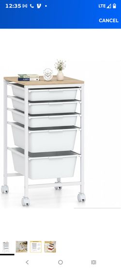 Rolling cart with five drawers (white)(new)