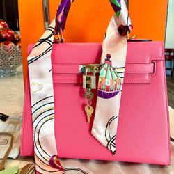 Hermes Birkin 25 Rose Confetti Pink Epsom Leather Palladium Hardware Handbag