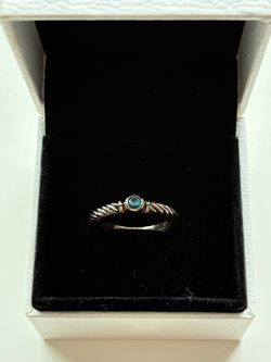 David Yurman petite cable ring blue topaz