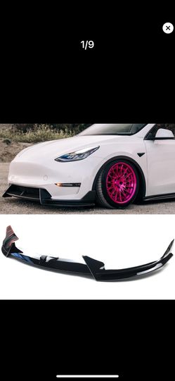 Front Bumper Lip 3Pcs Compatible with Tesla Model Y 2020-2023 Glossy Black Front Bumper Lip Splitter Spoiler