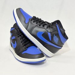 Air Jordan 1 Mid "Black Hyper Royal"  554724-068 Men’s Size 11 “No Box”