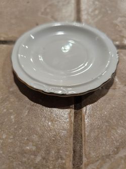 Small White Ceramic Plate with Scalloped Edge