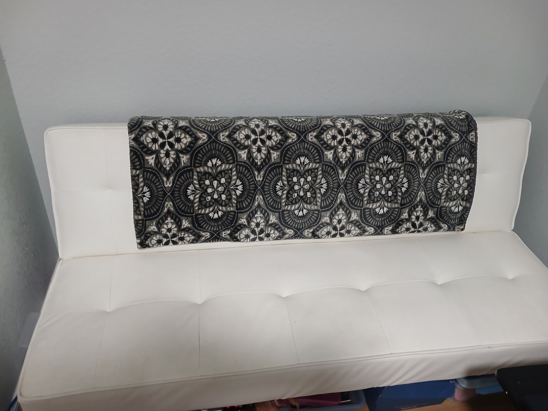 White leather futon couch bed