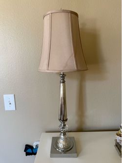 Silver lamp with slim shade