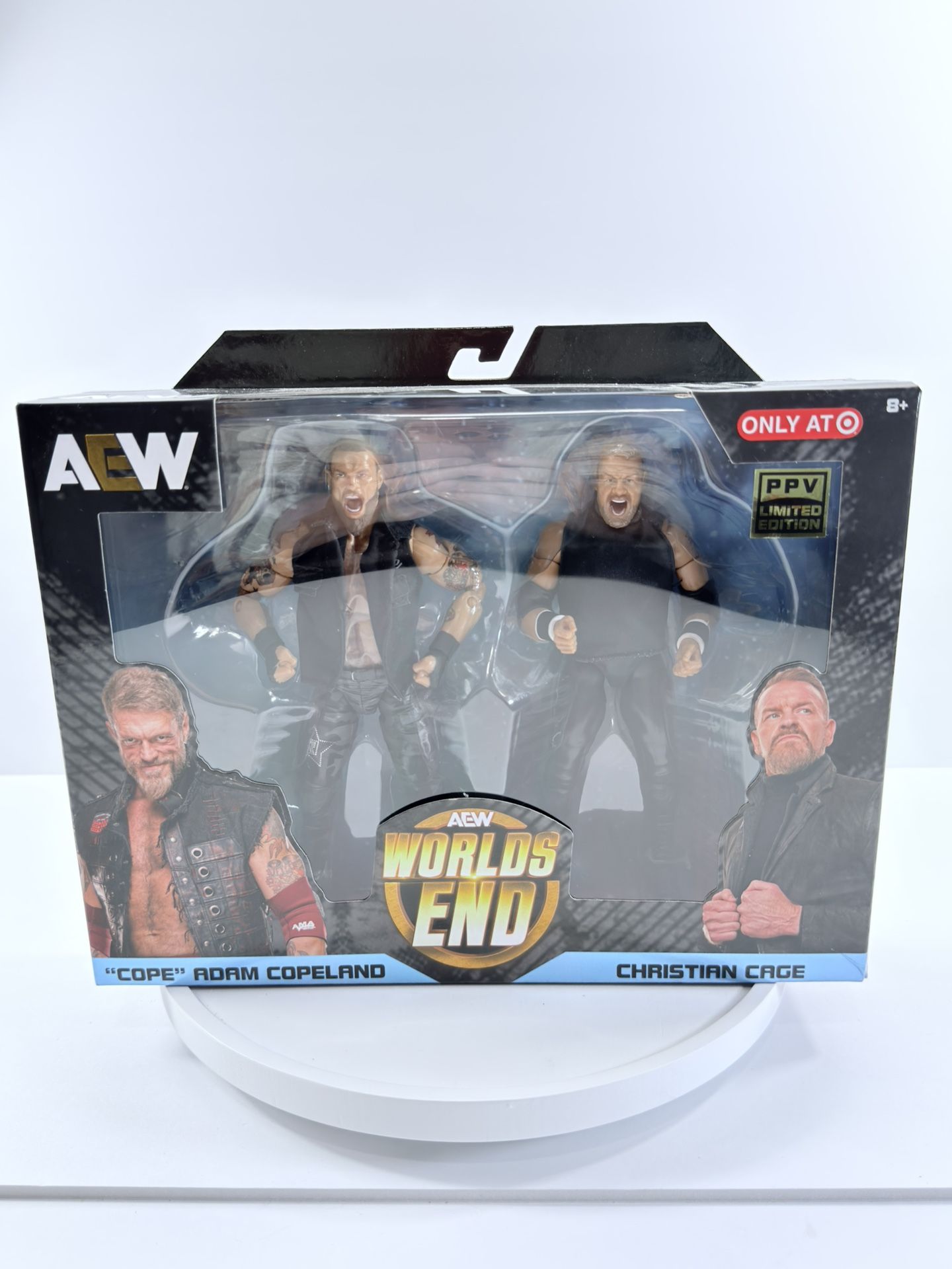 Jazwares AEW Worlds End Action Figures Two-Pack Adam Copeland Christian Cage NEW
