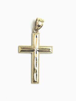 Beautiful design cross religious pendant 14K REAL YELLOW GOLD.