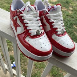 Red And white Bapes Shoes 