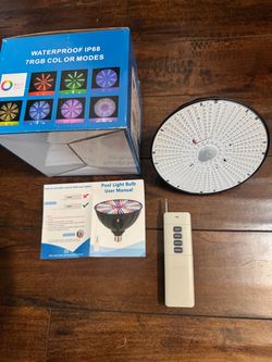 RGB LED Swimming Pool Light Bulb with Remote Control – IP68 Waterproof, 7 Color Modes Upgrade your swimming pool lighting with this RGB LED Pool Ligh