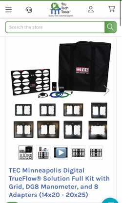 TEC Minneapolis Digital TrueFlow® Solution Full Kit with Grid, DG8 Manometer, and 8 Adapters (14x20 - 20x25)