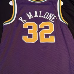 Karl malone jersey men small purple and yellow