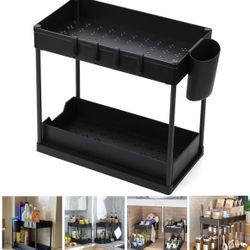 Under Sink Organizer – 2-Tier Sliding Storage Rack for Kitchen, Bathroom & Pantry | Multi-Purpose Cabinet Organizer with Pull-Out Baskets
