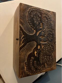 Hand carved wooden box