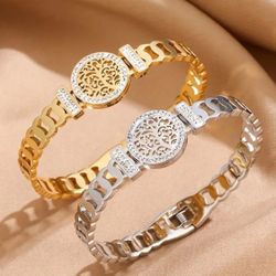 Stainless Steel Tree of Life Hollow Bracelet - Durable & Stylish 