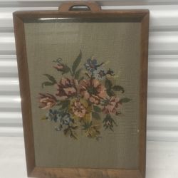  Antique Victorian Floral Needlepoint Fire Screen Fireplace Screen Wooden Glass. Used in good condition with some cosmetic blemishes. These blemishes 