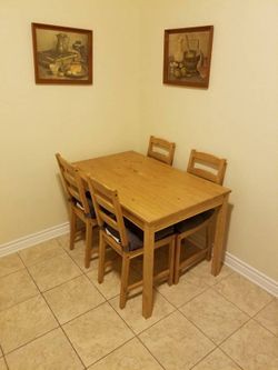 Wood table with 4 chairs