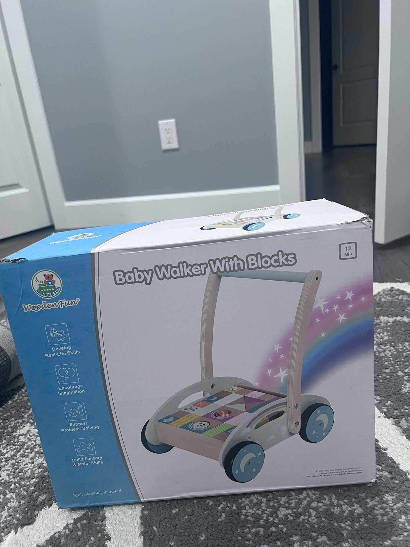 Wooden Fun Baby Walker With Blocks