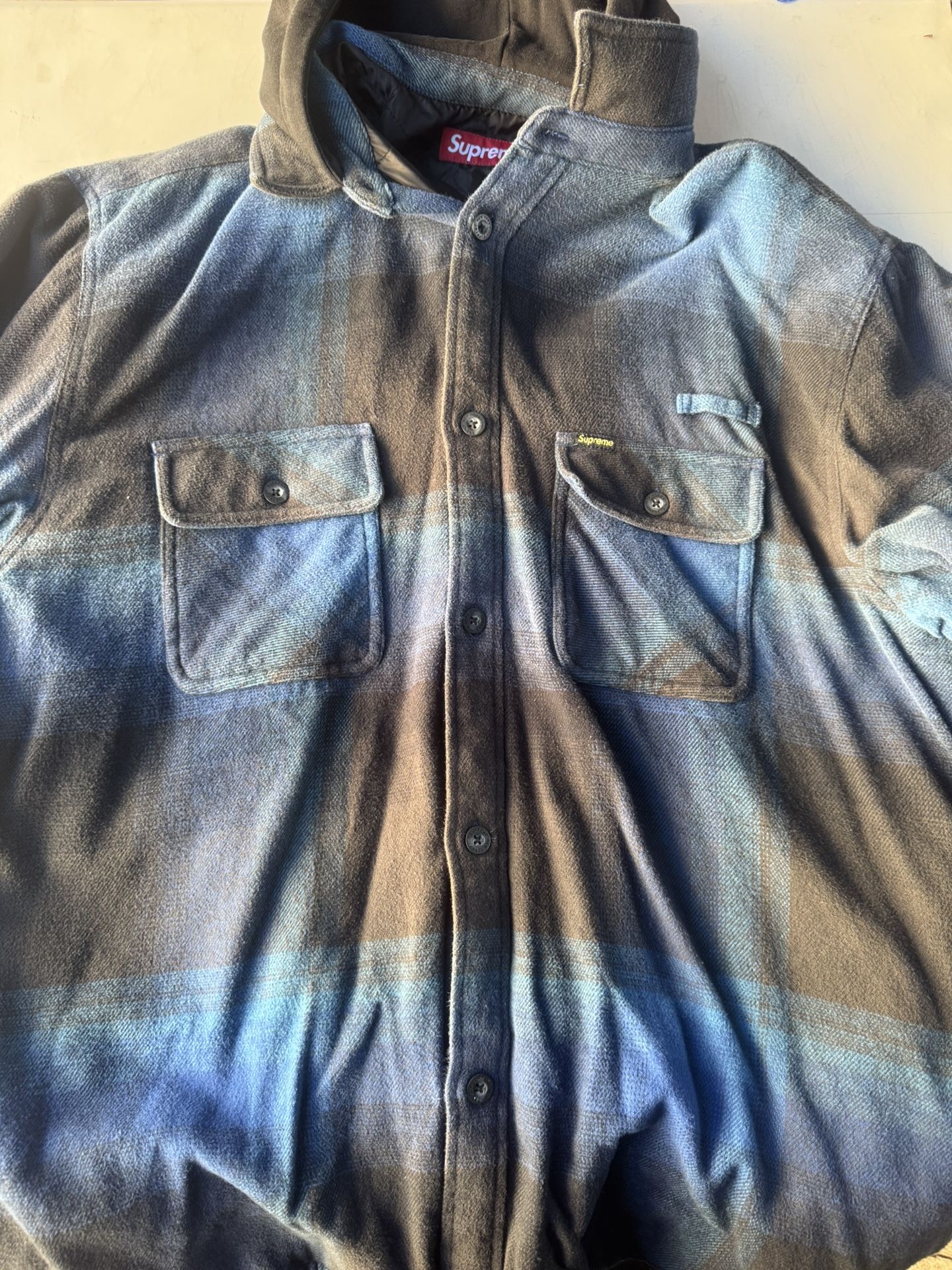 Supreme Hooded Flannel Zip Up Shirt Jacket XL FW24