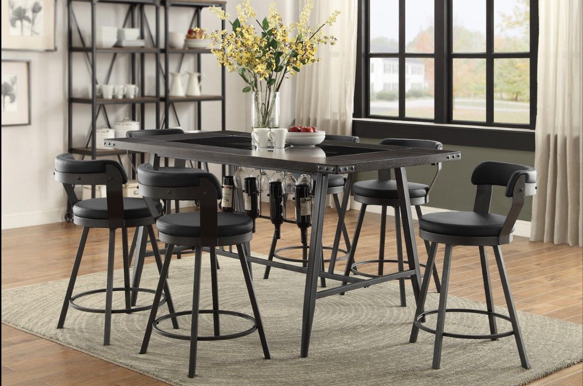 24BK Swivel Counter Height Chair, Black 💥 furniture
