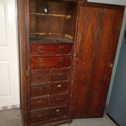 19th Century Solid Wood Antique Industrial Cabinet