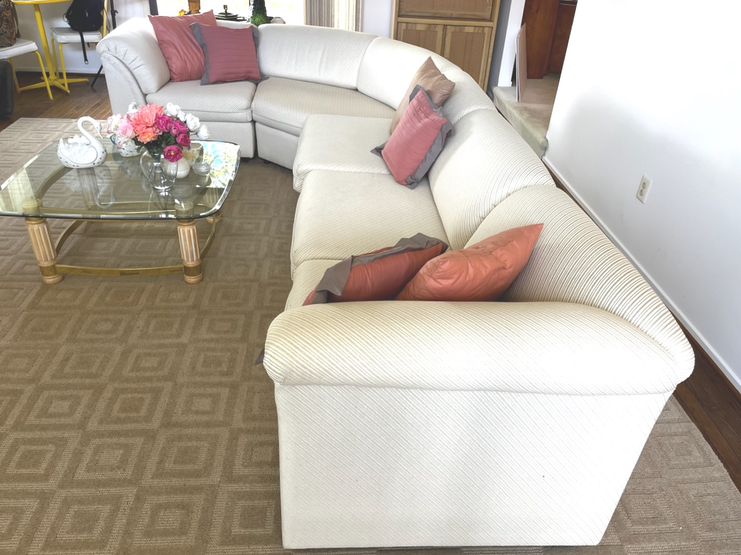 Free Delivery - Vintage Low Slung Four-Piece Sectional Sofa