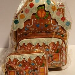 Loungefly Gingerbread Minnie And Mickey Backpack ((2020)) And Wallet Included Limited Edition New With Tags