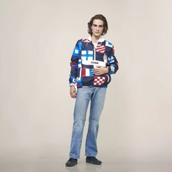 Member's Only Men's Flag Print Pullover Windbreaker Jacket - Size Small New With Tags Attached