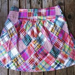 Cabi Women's Skirt Plaid Madras Size 6 Multi-Color Patchwork