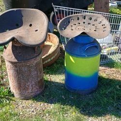 2 Stools Butter/Cream Yurns With Tractor Seats