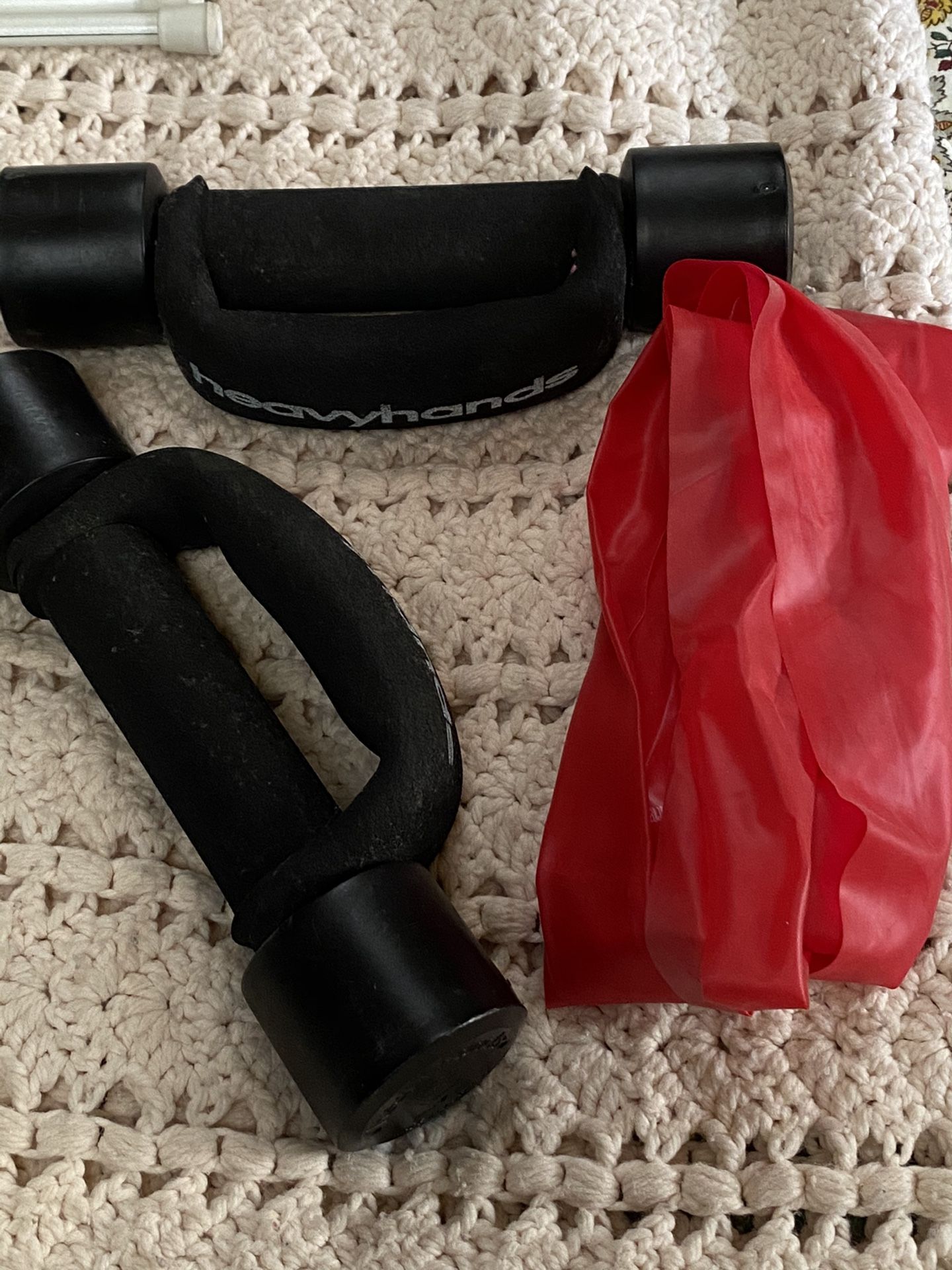 Zumba set, shake weight set and 3 pound weights