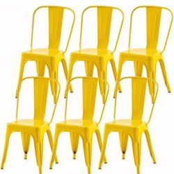 Yellow Metal Dining Chairs Set of 6 