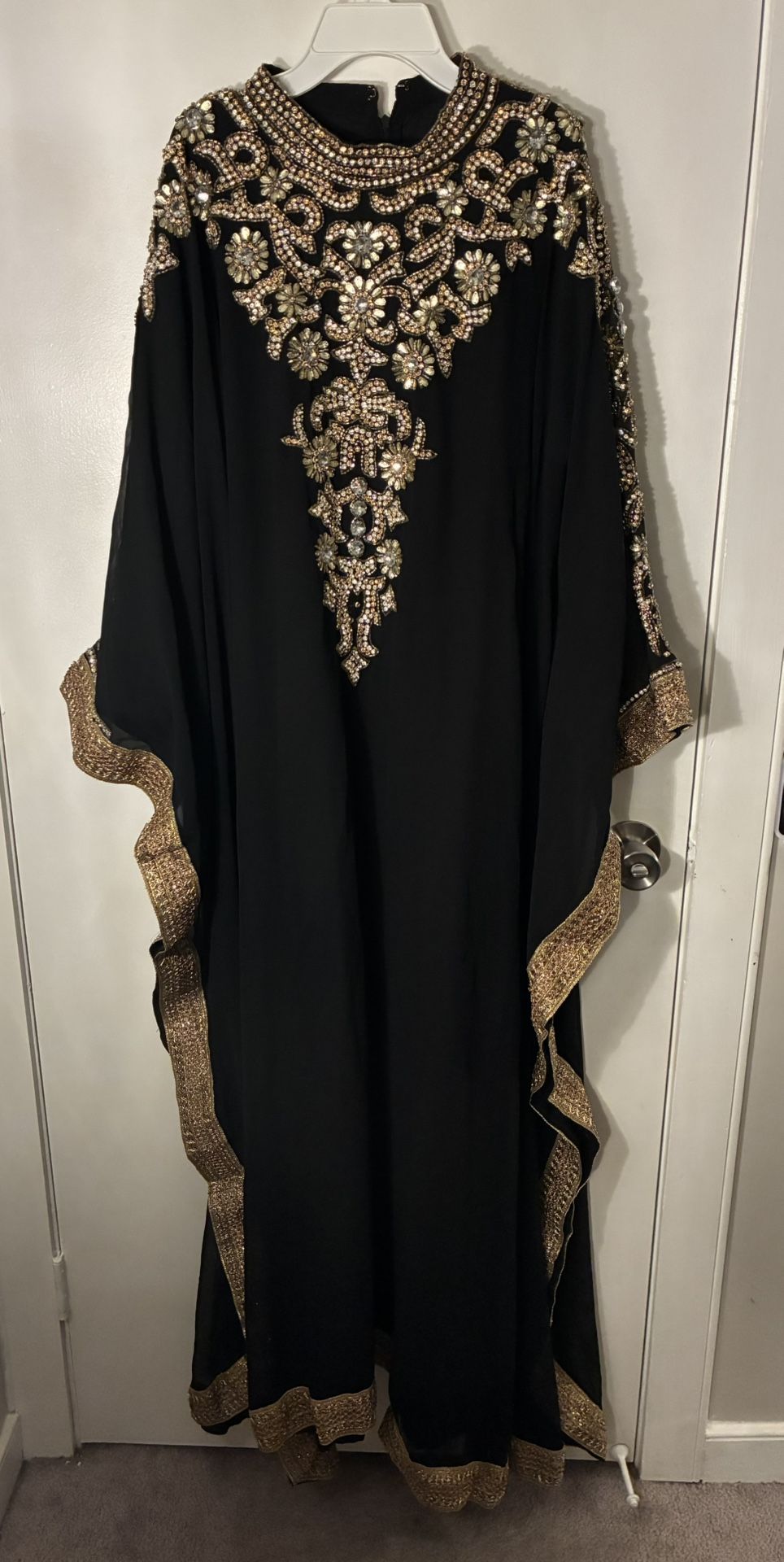 Elegant Black and Gold Embellished Kaftan