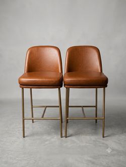 Set of 4 Leather Counter/Bar Stools