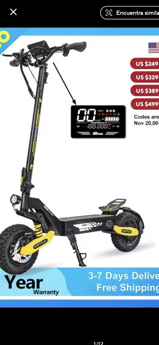 New. In. Box.  De. 1200w. Super. Velox. Y Grande. Escoter. Corre. 30mh. 