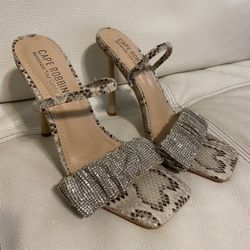Cape Robbins Snake Print Sparkly Stiletto Heels