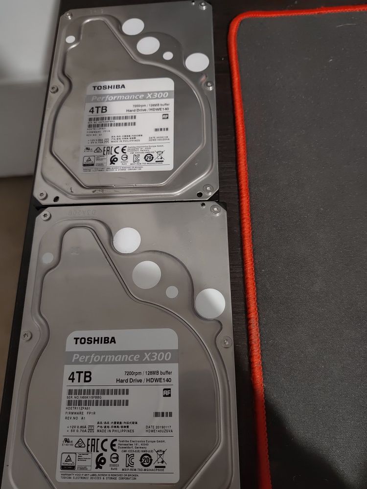 TWO 4tb toshiba x300 7200rpm hdd hard drives