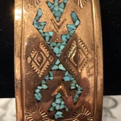 Vintage Copper and Turquoise Cuff Bracelet