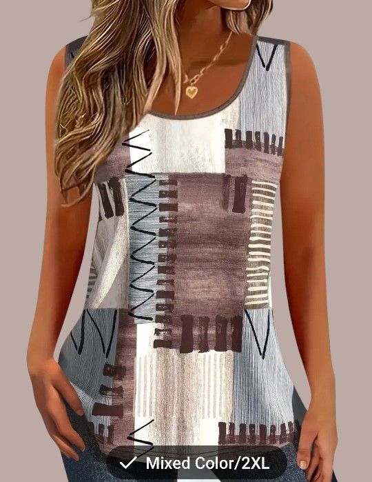 Women 2XL Tunic Top Blouse Shirt Casual Sleeveless Loose Dressy Summer New