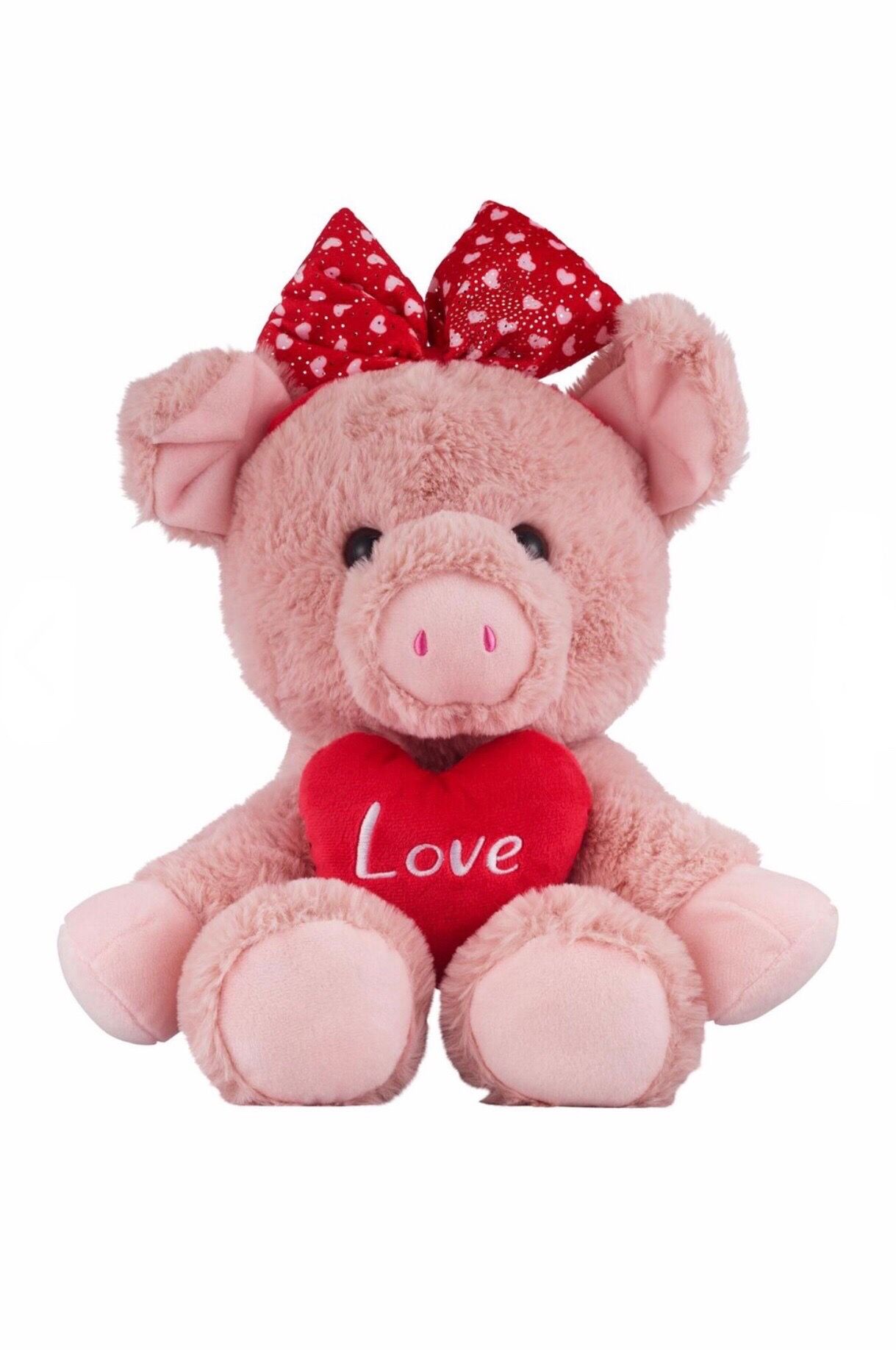 Adorable! Furry 💗🐷🎀 BLUSH PINK “LOVE” PIG 🎀🐷💗15-in Plush