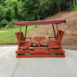 Rocking Canopy Table And Benches 