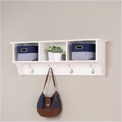 Modern Wood Entryway Wall Storage Cubby Shelf Coat Rack White H	11.5"D x 48"W x 16.5"H