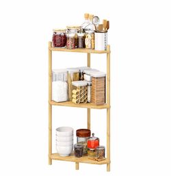 3-Tier Bamboo Corner Shelf Unit
