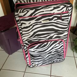 Zebra Print Luggage Set On Wheels 