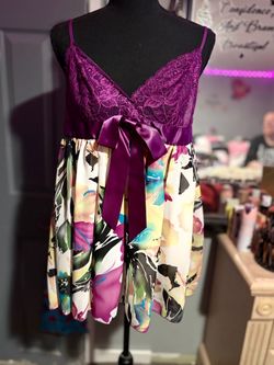 Vintage NWOT Inner Secrets Floral Chemise & Thong Set- M